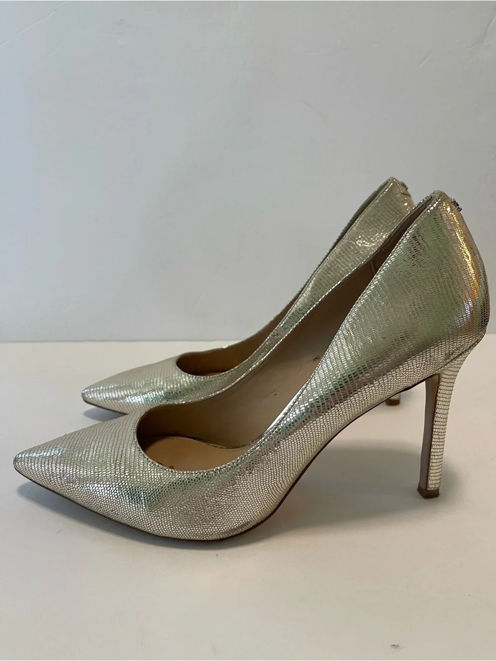 Sam Edelman Heels Pumps Pointed Toe Gold Metallic Size 10 M Leather Party Event